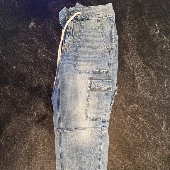 AE Super High-Waisted Cargo Denim Jogger, 4 Short - Picture 4 of 5